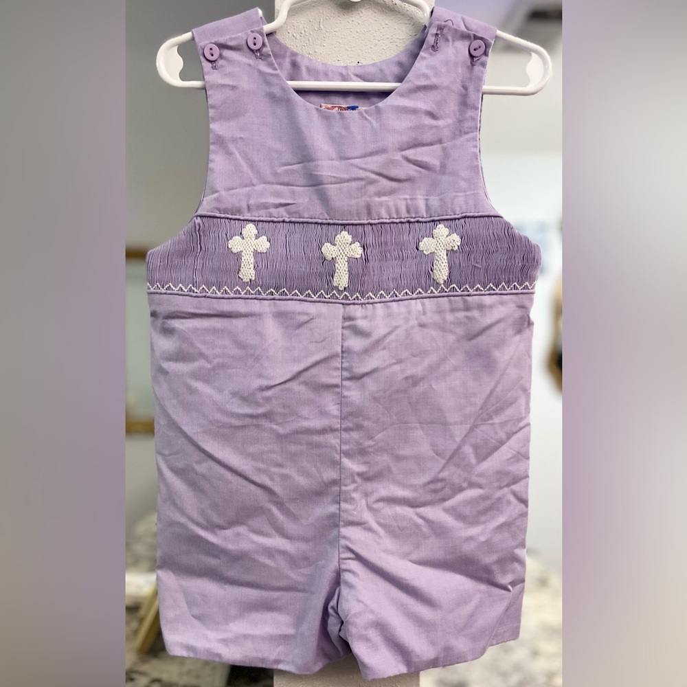Nola Purple Romper with White Crosses